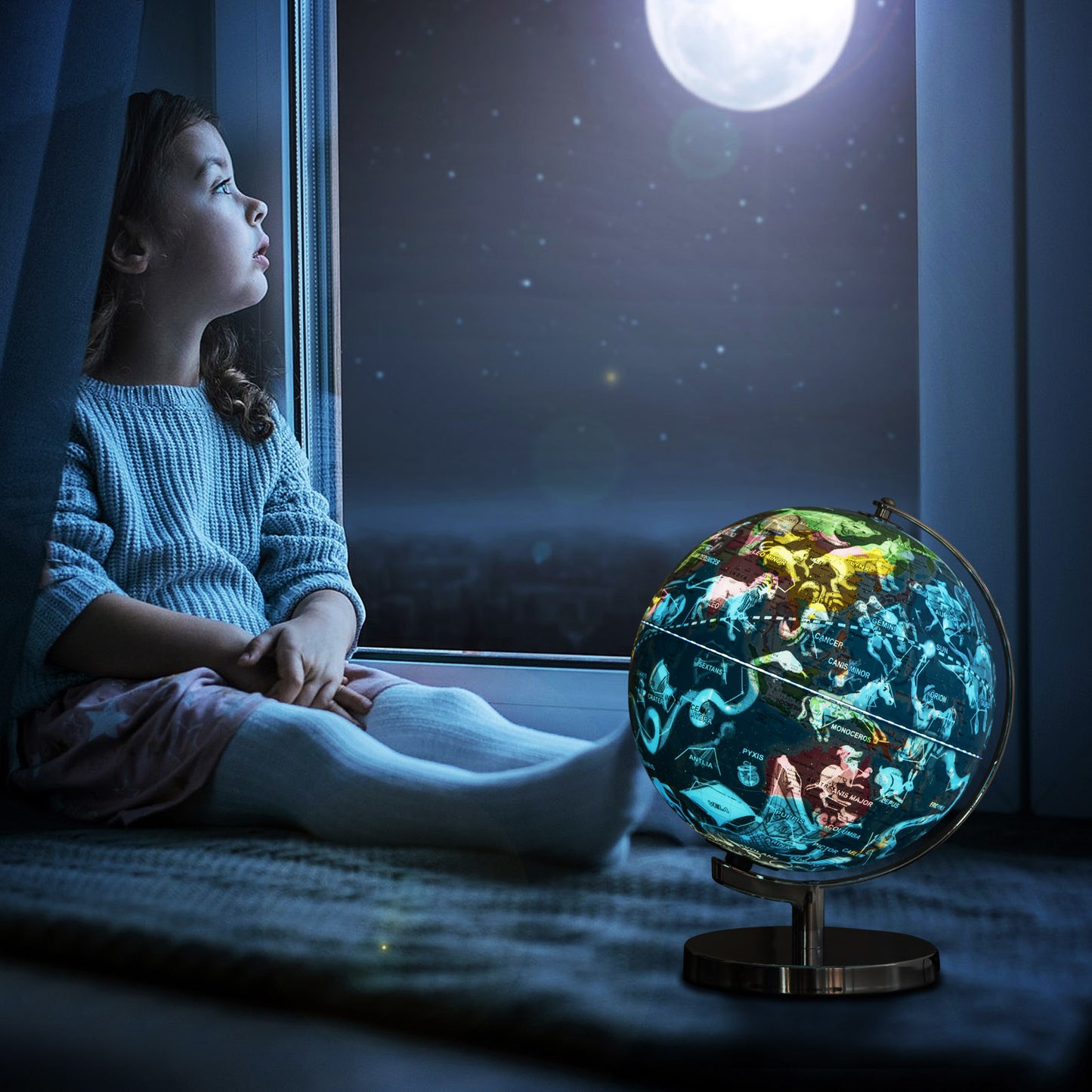 3-in-1 Illuminated World Globe, 88 Constellations, Blue Learning Toys at Gallery Canada