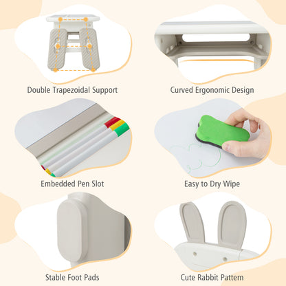 Kids Table and Chair Set with Flip-Top Bookshelf, Gray Kids Table & Chair Sets at Gallery Canada