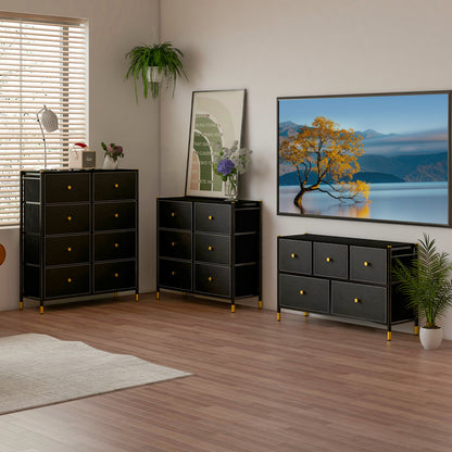 Floor Dresser Storage Organizer with 5/6/8 Drawers with Fabric Bins and Metal Frame-8-Drawer, Black Dressers & Chests at Gallery Canada