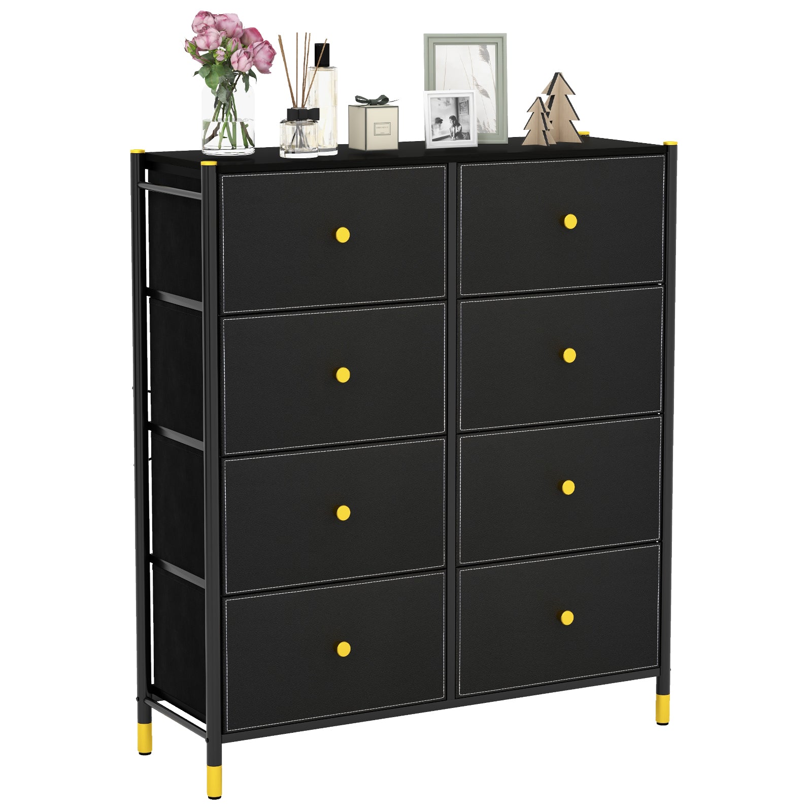 Floor Dresser Storage Organizer with 5/6/8 Drawers with Fabric Bins and Metal Frame-8-Drawer, Black Dressers & Chests 8-Drawer at Gallery Canada