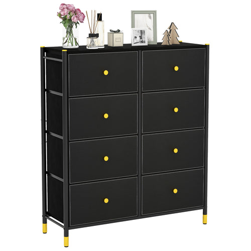 8-Drawer Floor Dresser Storage Organizer, Black