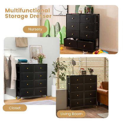 Floor Dresser Storage Organizer with 5/6/8 Drawers with Fabric Bins and Metal Frame-8-Drawer, Black Dressers & Chests at Gallery Canada