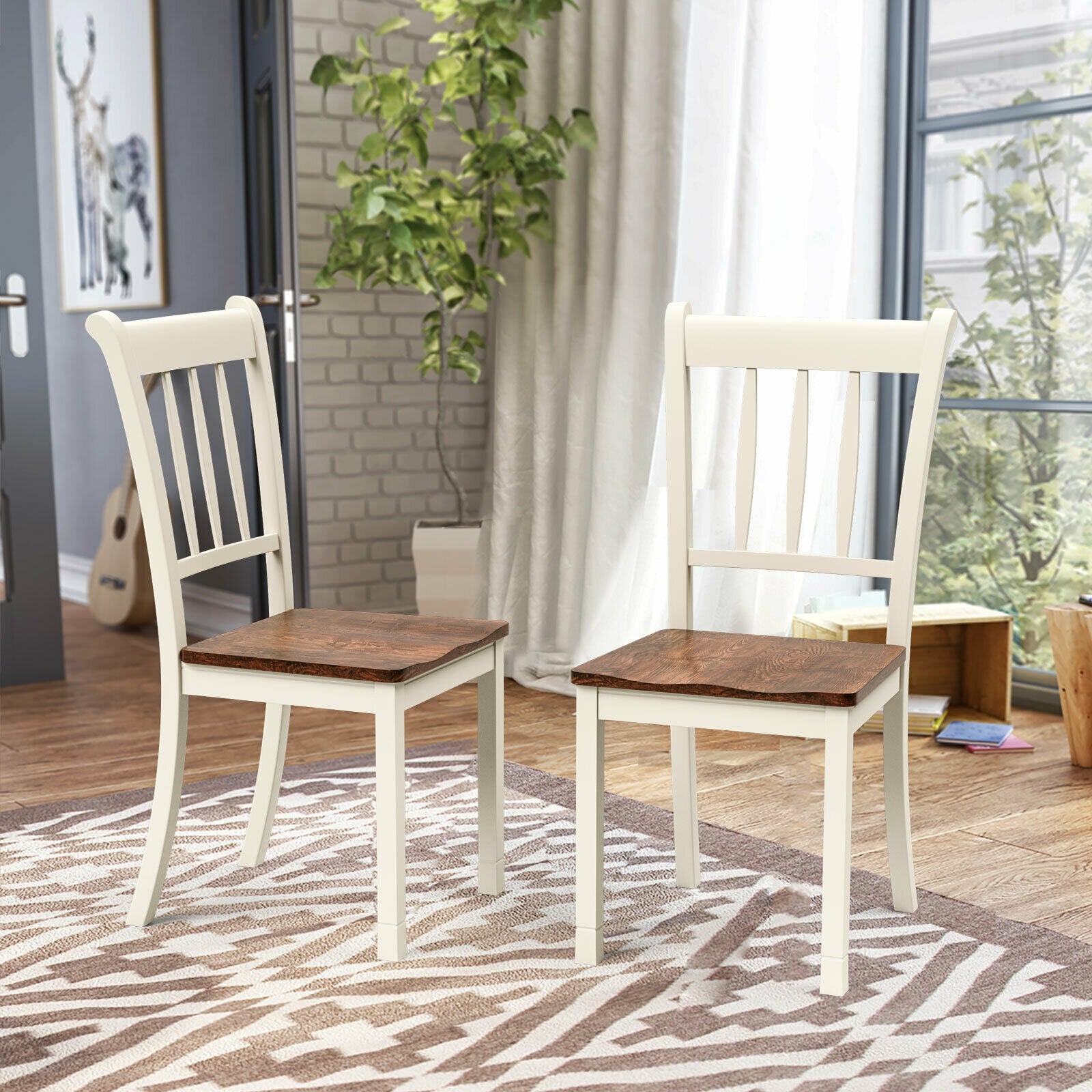 2 Pieces Solid Whitesburg Spindle Back Wood Dining Chairs, White Dining Chairs at Gallery Canada