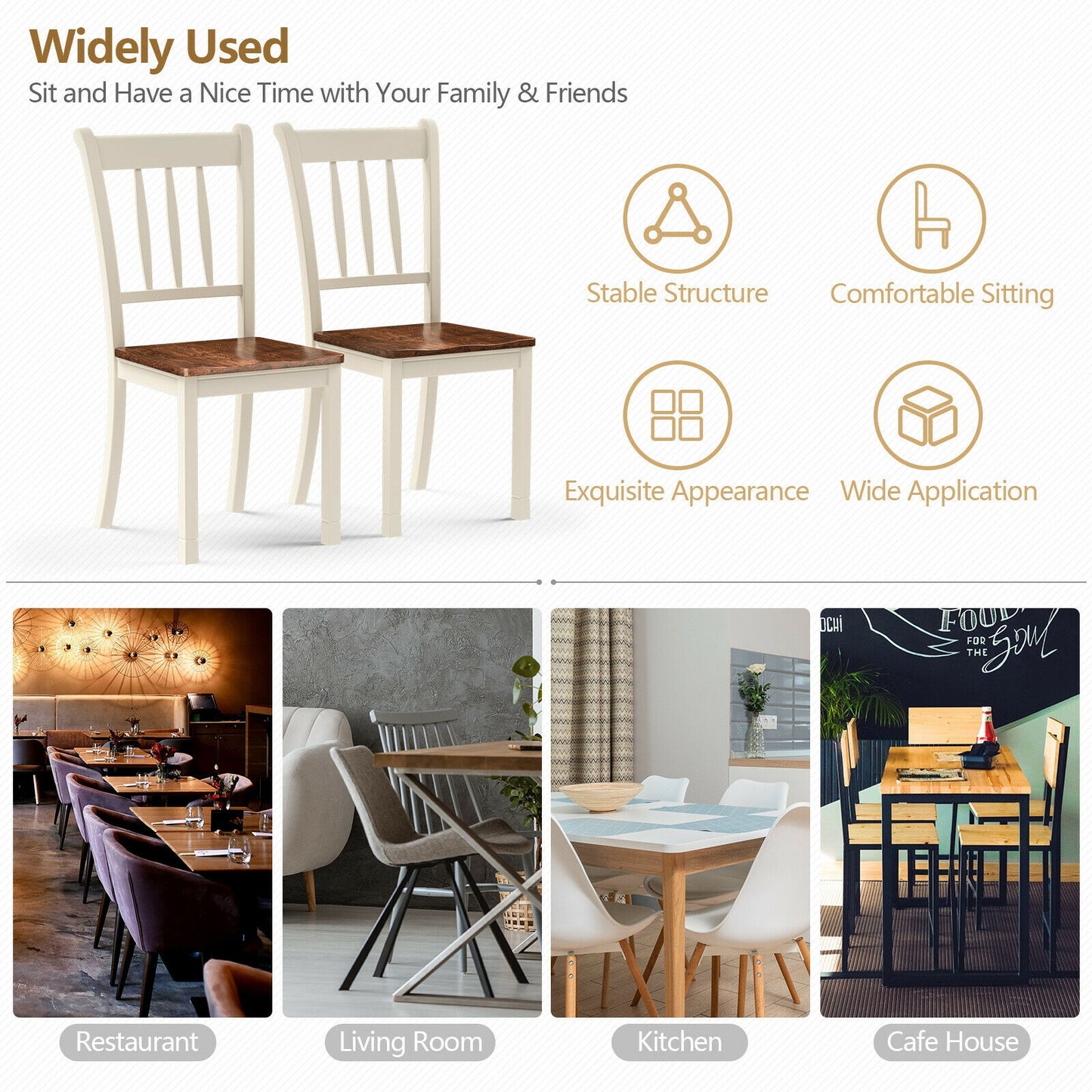 2 Pieces Solid Whitesburg Spindle Back Wood Dining Chairs, White Dining Chairs at Gallery Canada