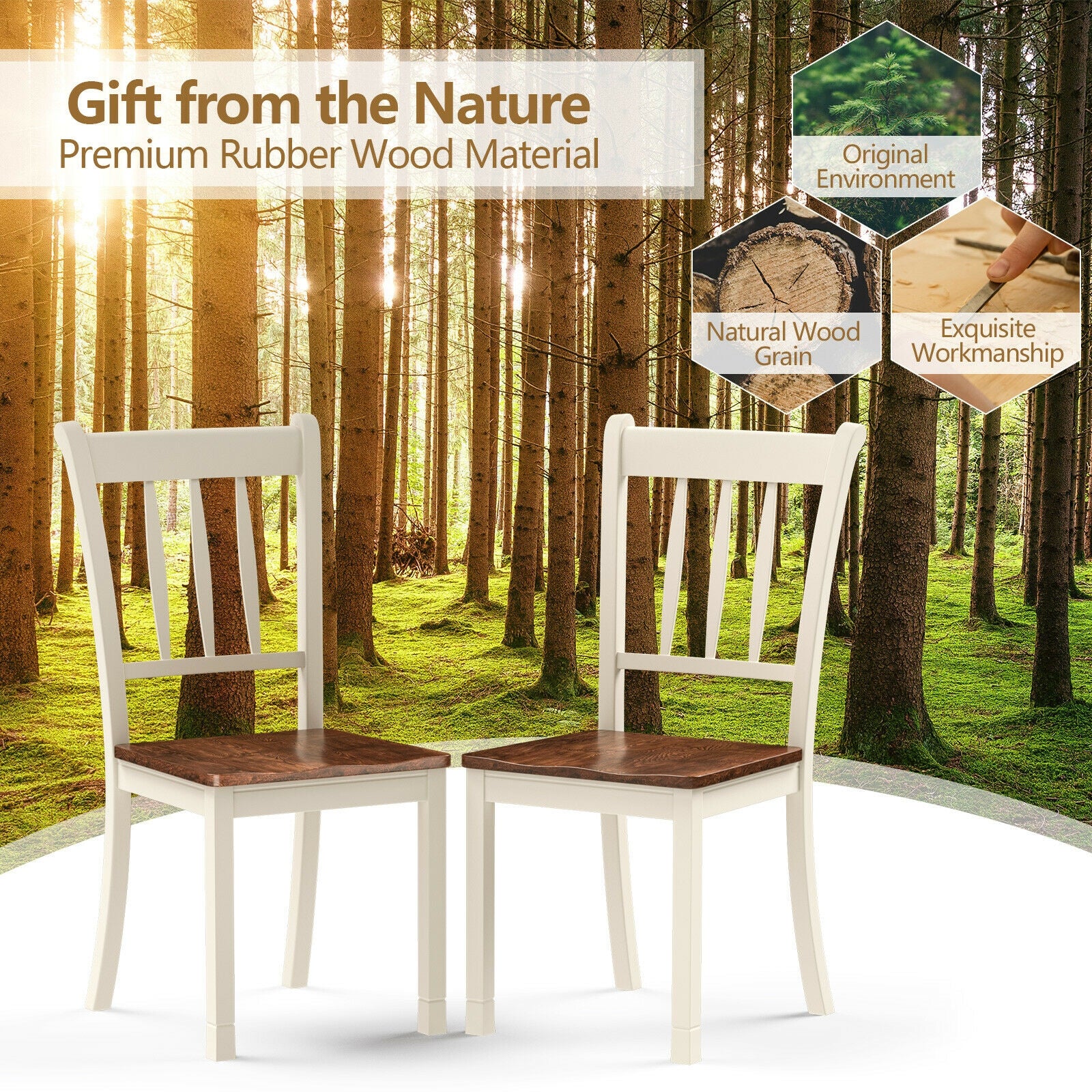 2 Pieces Solid Whitesburg Spindle Back Wood Dining Chairs, White Dining Chairs at Gallery Canada