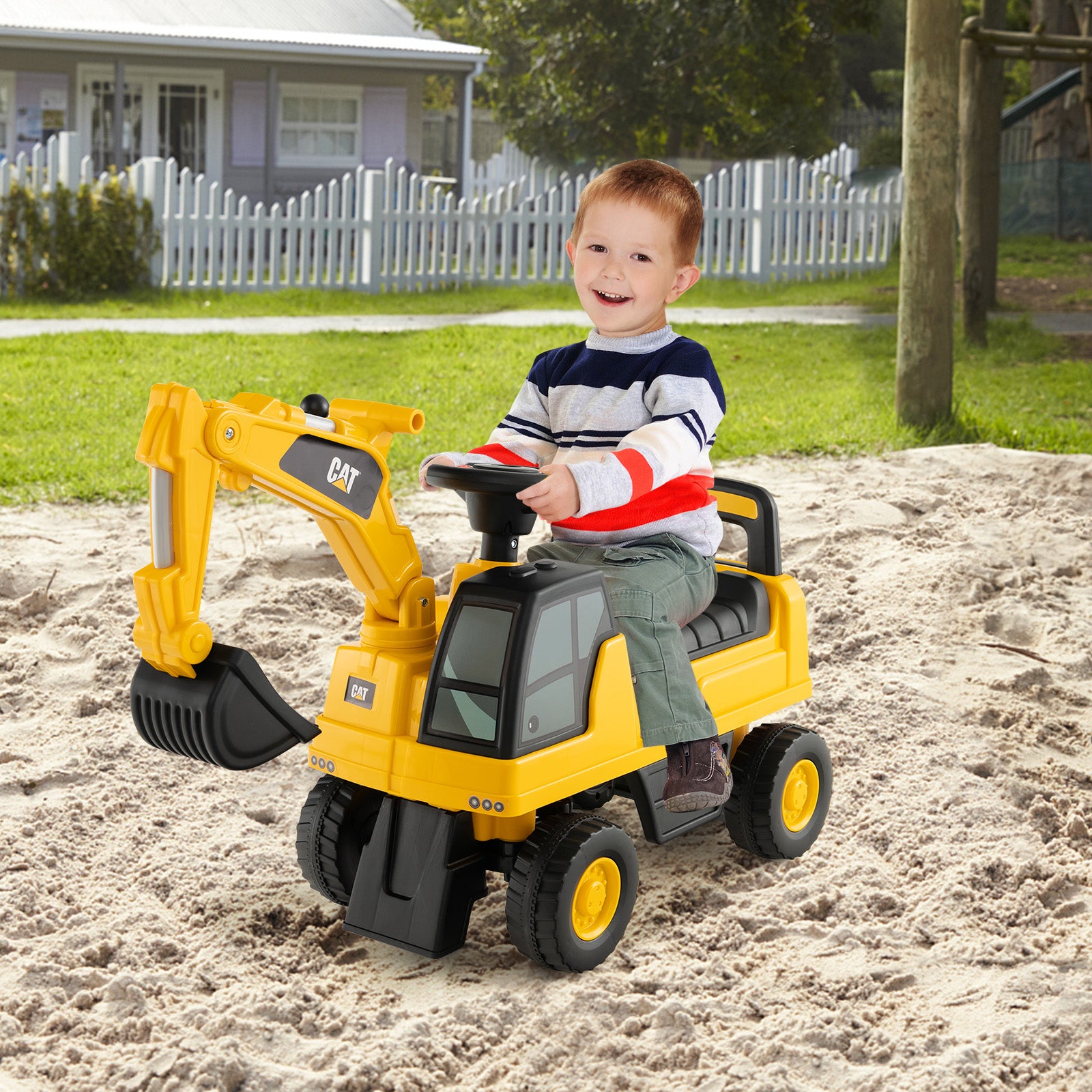 Licensed Caterpillar Kids Ride-On Digger, Yellow Push & Pedal Ride On Toys at Gallery Canada