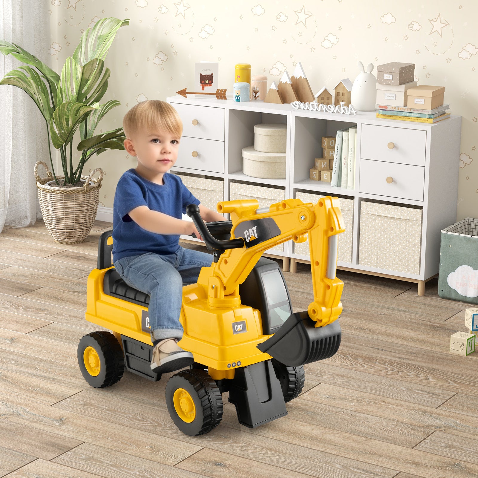 Licensed Caterpillar Kids Ride-On Digger, Yellow Push & Pedal Ride On Toys at Gallery Canada