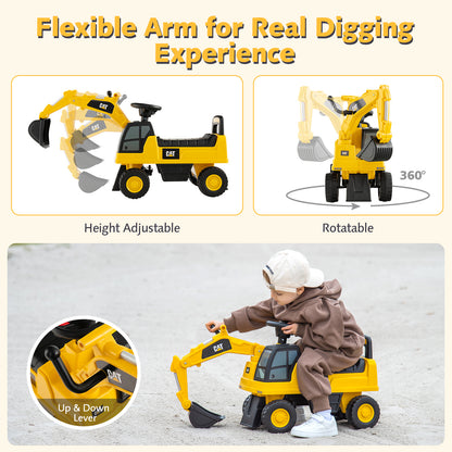 Licensed Caterpillar Kids Ride-On Digger, Yellow Push & Pedal Ride On Toys at Gallery Canada