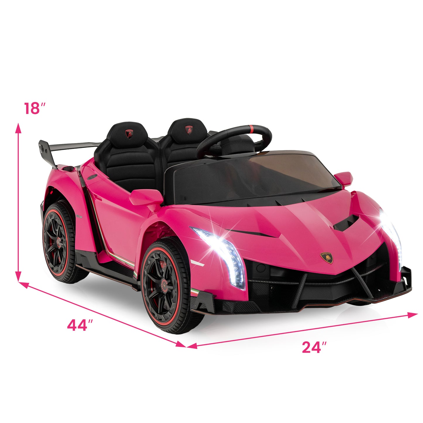 12V Licensed Lamborghini 4WD Kids Ride-on Sports Car with 2.4G Remote, Pink Powered Ride On Toys at Gallery Canada