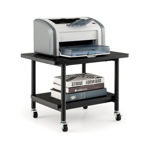 Under Desk Printer Stand with 4 Wheels and Locking Mechanism, Black