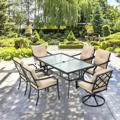 4 Piece Outdoor Dining Set, Rustproof Steel Frame, Removable Cushions, Beige Patio Dining Chairs at Gallery Canada