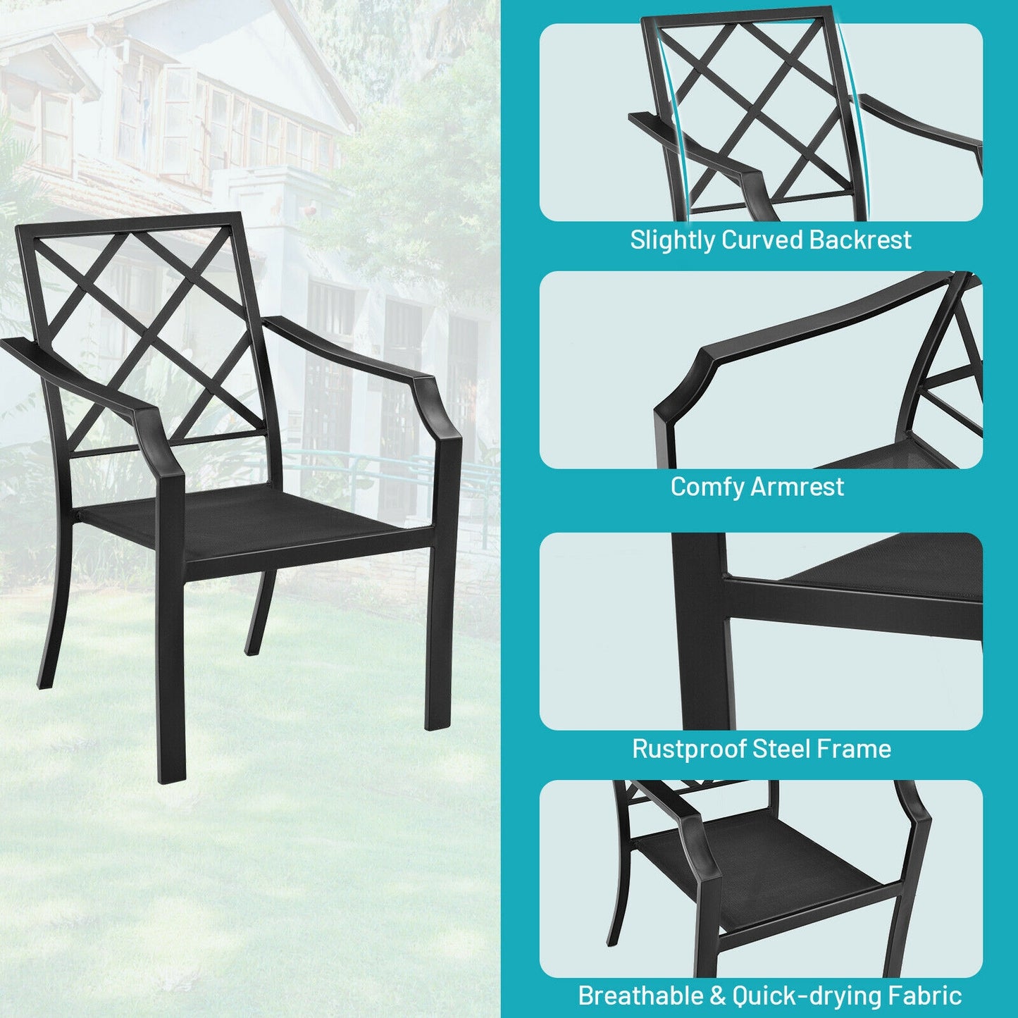 4 Piece Outdoor Dining Set, Rustproof Steel Frame, Removable Cushions, Beige Patio Dining Chairs at Gallery Canada