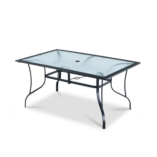 60 x 38 Inch All Weather Rectangular Patio Dining Table, Black at Gallery Canada