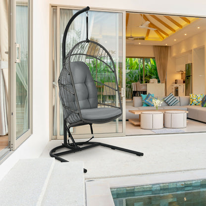 Hanging Wicker Egg Chair With Stand, Gray Outdoor Seating & Patio Chairs at Gallery Canada