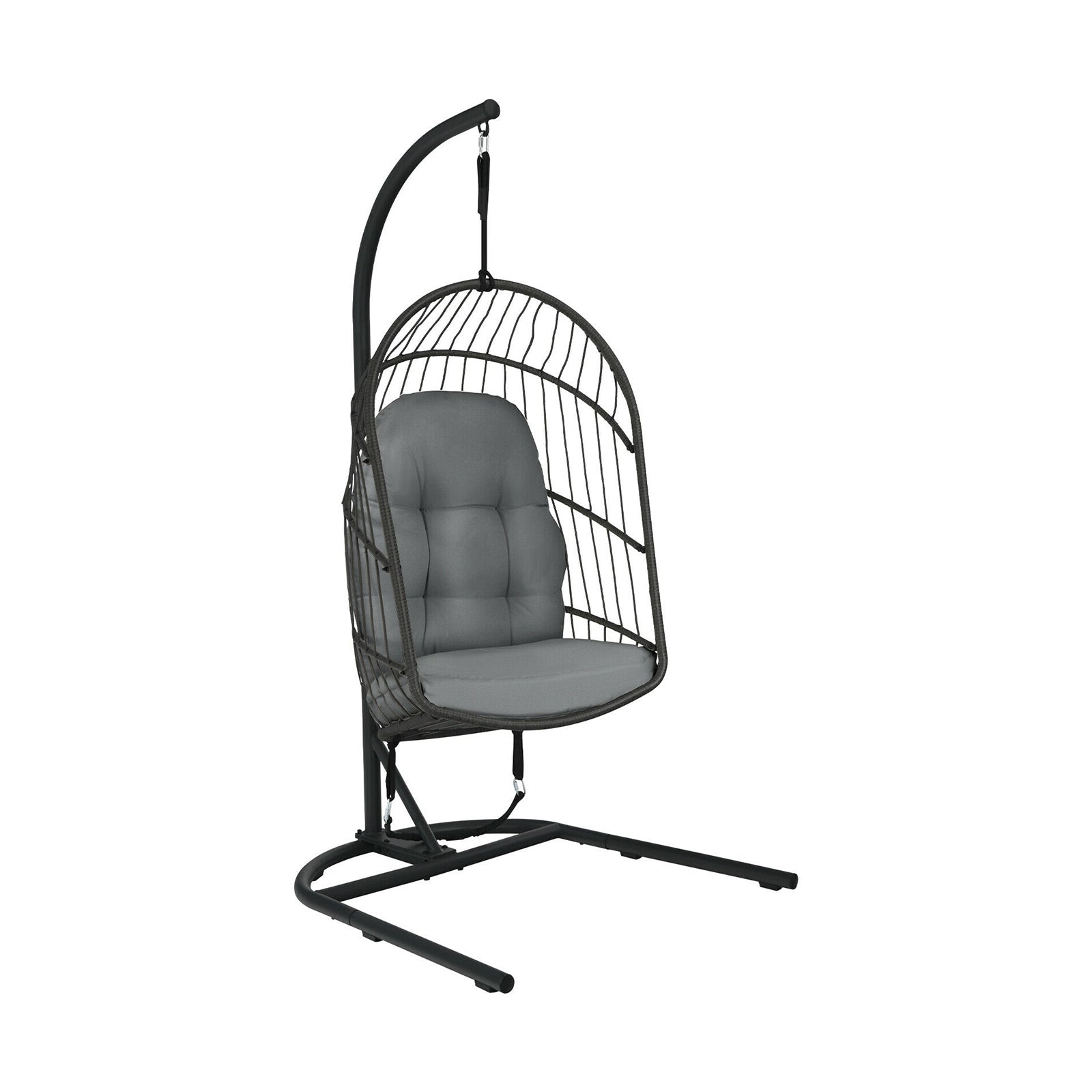 Hanging Wicker Egg Chair With Stand, Gray Outdoor Seating & Patio Chairs at Gallery Canada