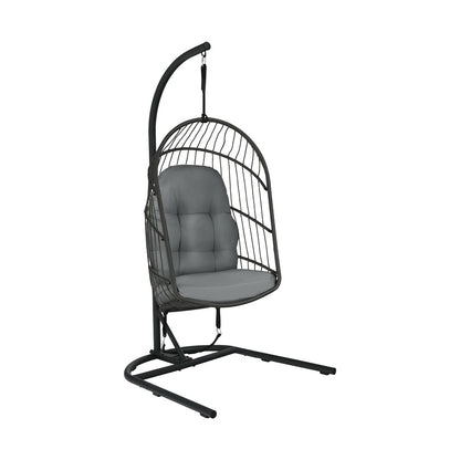 Hanging Wicker Egg Chair With Stand, Gray Outdoor Seating & Patio Chairs at Gallery Canada