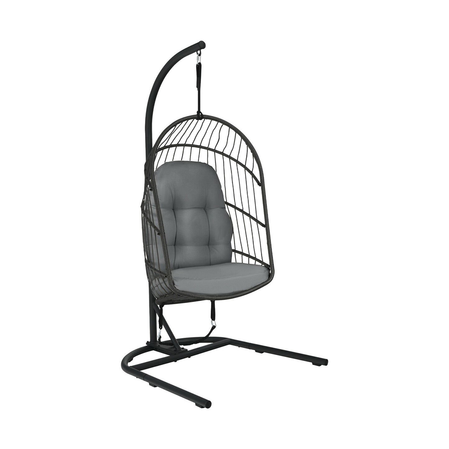 Hanging Wicker Egg Chair with Stand , Gray Outdoor Seating & Patio Chairs Gray at Gallery Canada