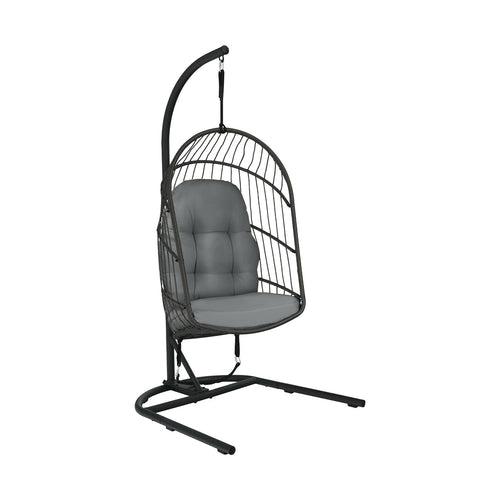 Hanging Wicker Egg Chair with Stand , Gray