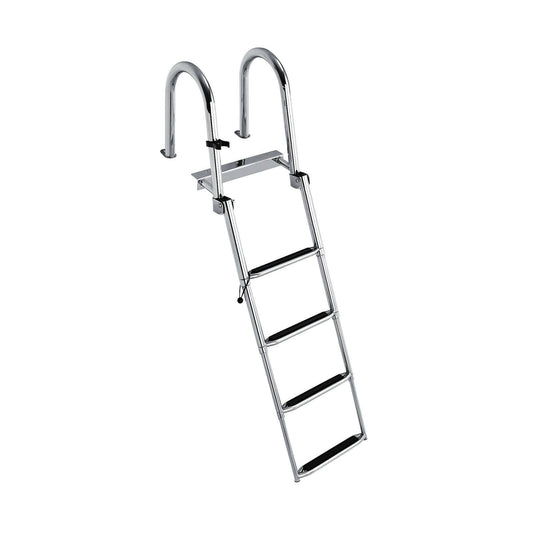 4 Step Stainless Steel Folding Telescoping Pontoon Boat Ladder, Silver - Gallery Canada