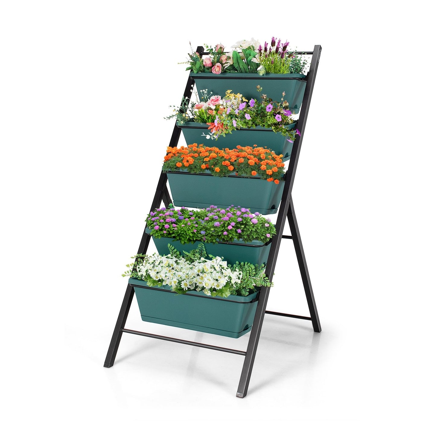 5-tier Vertical Garden Planter Box Elevated Raised Bed with 5 Container, Green - Gallery Canada