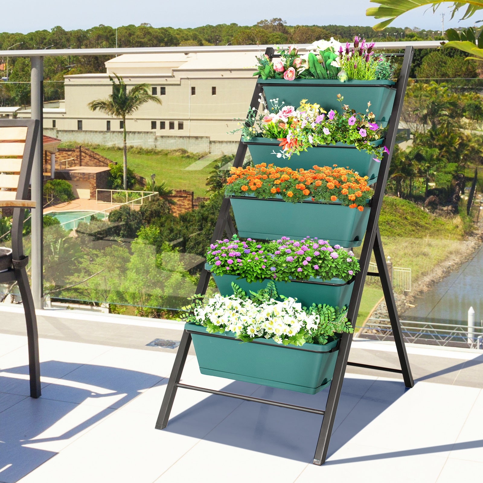 5-tier Vertical Garden Planter Box Elevated Raised Bed with 5 Container, Green Raised Garden Beds at Gallery Canada