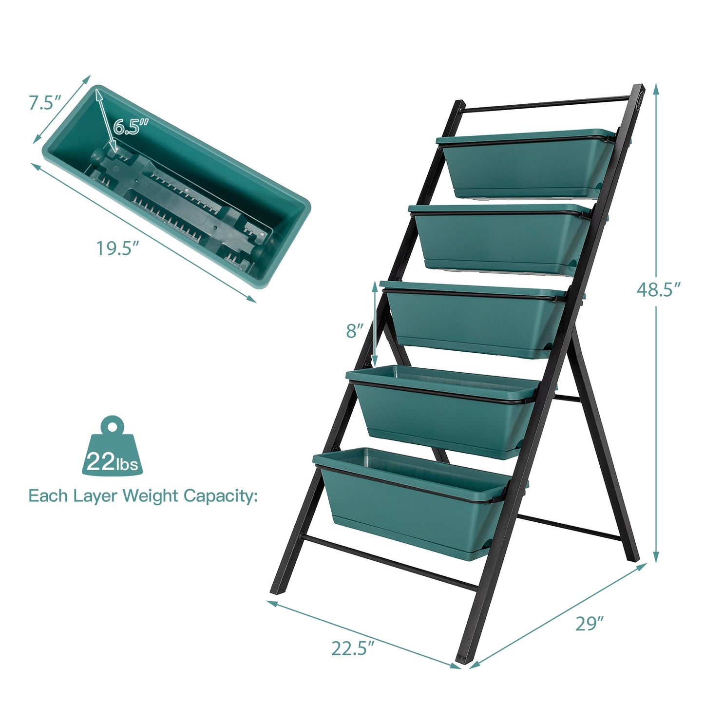 5-Tier Vertical Garden Planter Box, Raised Bed, 5 Container, Green Raised Garden Beds at Gallery Canada