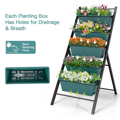 5-tier Vertical Garden Planter Box Elevated Raised Bed with 5 Container, Green Raised Garden Beds at Gallery Canada