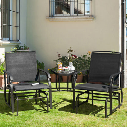 Double Swing Glider Rocker Chair Set, Black Patio Conversation Sets at Gallery Canada