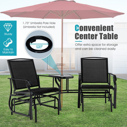Double Swing Glider Rocker Chair Set, Black Patio Conversation Sets at Gallery Canada