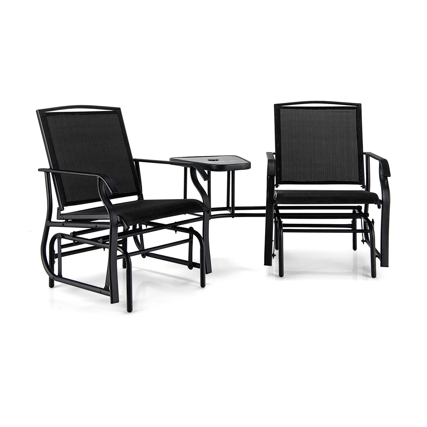 Double Swing Glider Rocker Chair Set, Black Patio Conversation Sets at Gallery Canada