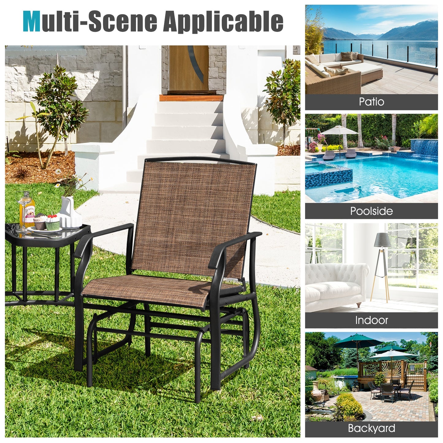 Double Swing Glider Rocker Chair Set, Brown Patio Conversation Sets at Gallery Canada