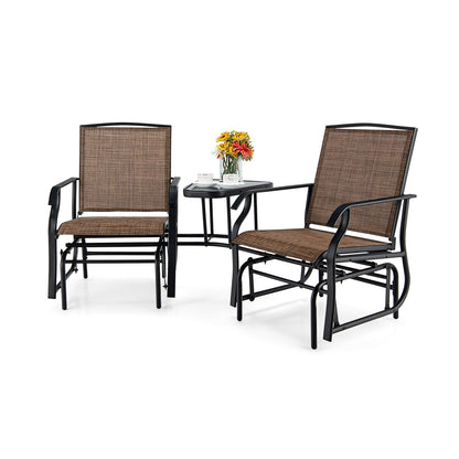 Double Swing Glider Rocker Chair Set, Brown Patio Conversation Sets at Gallery Canada