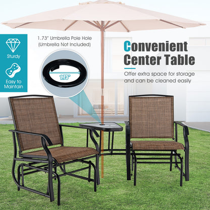 Double Swing Glider Rocker Chair Set, Brown Patio Conversation Sets at Gallery Canada