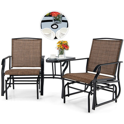 Double Swing Glider Rocker Chair Set, Brown Patio Conversation Sets at Gallery Canada