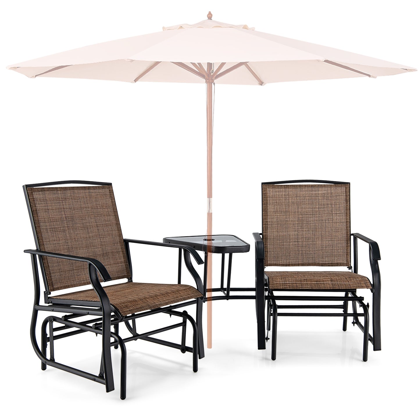Double Swing Glider Rocker Chair Set, Brown Patio Conversation Sets at Gallery Canada