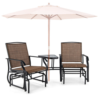 Double Swing Glider Rocker Chair Set, Brown Patio Conversation Sets at Gallery Canada