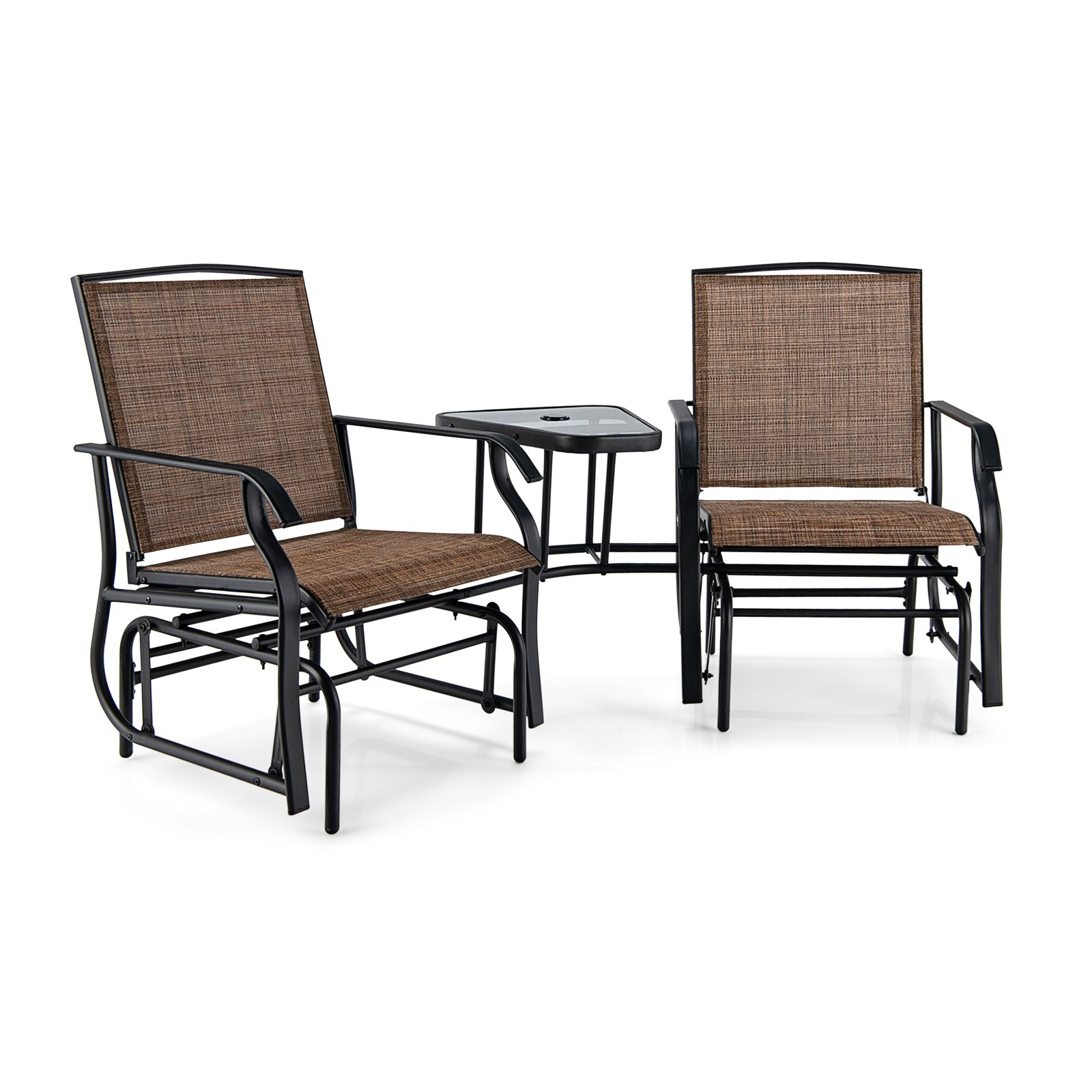 Double Swing Glider Rocker Chair Set, Brown Patio Conversation Sets at Gallery Canada