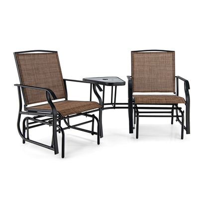 Double Swing Glider Rocker Chair Set, Brown Patio Conversation Sets at Gallery Canada