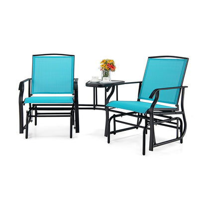 Double Swing Glider Rocker Chair Set, Turquoise Patio Conversation Sets at Gallery Canada