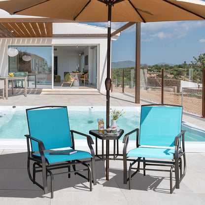 Double Swing Glider Rocker Chair Set, Turquoise Patio Conversation Sets at Gallery Canada