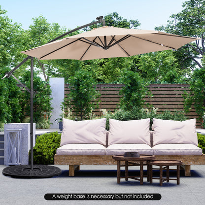10 Feet Patio Solar Powered Cantilever Umbrella with Tilting System, Beige Outdoor Umbrellas at Gallery Canada