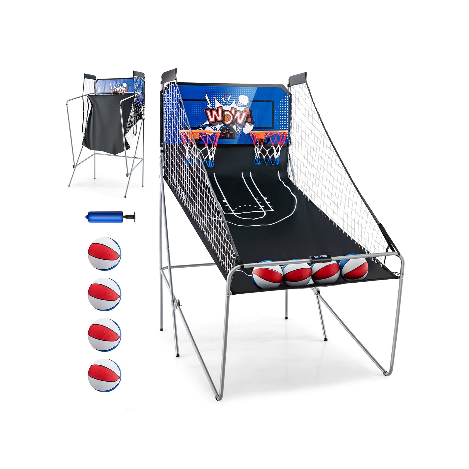 Dual Shot Basketball Arcade Game with 8 Game Modes and 4 Balls, Blue Game Room Blue at Gallery Canada