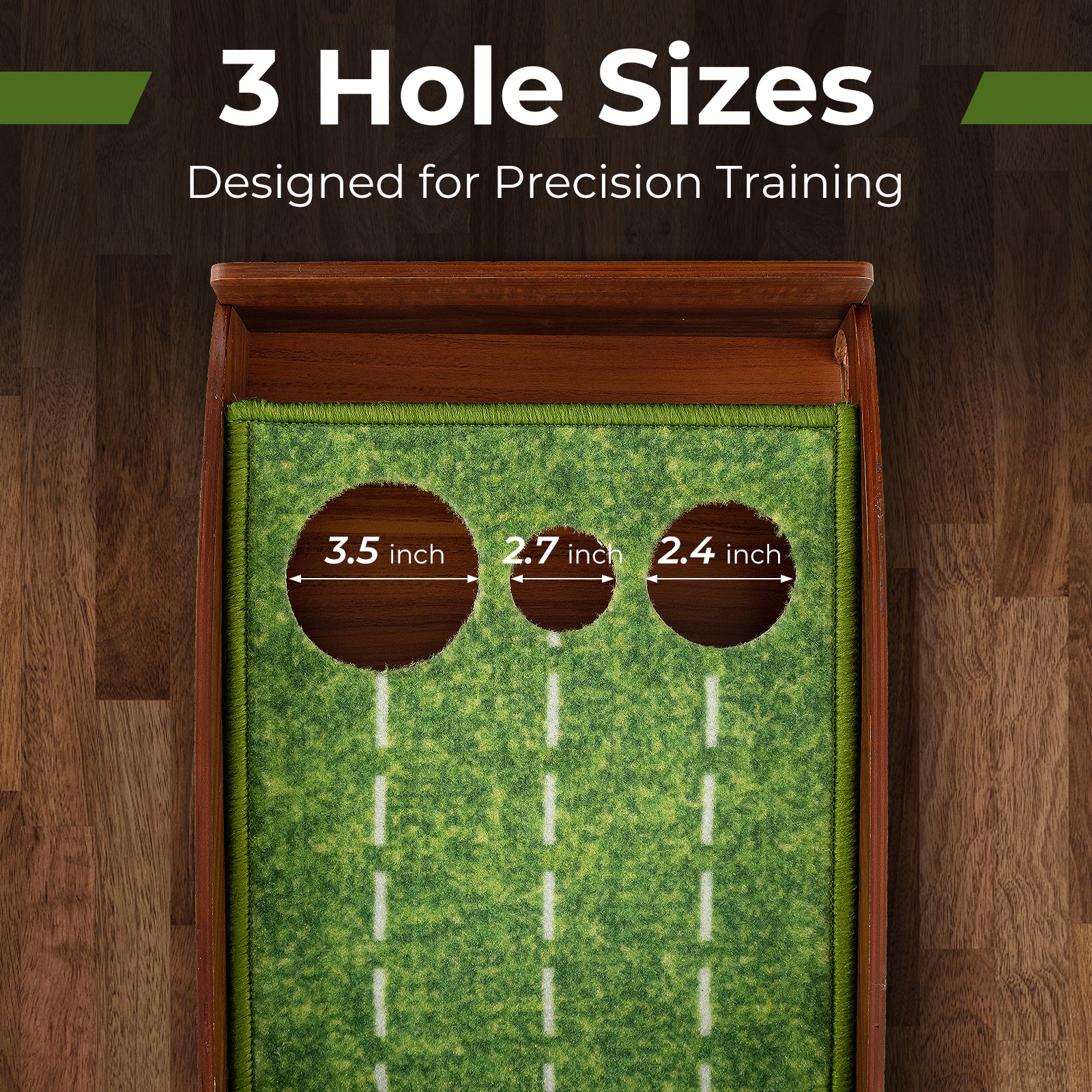 Golf Putting Mat Practice Training Aid with Auto Ball Return and 3 Hole Sizes, Green Golf at Gallery Canada