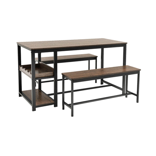 3-Piece Dining Table Set For 4 With Wine Rack, Brown Dining Room Sets Brown at Gallery Canada