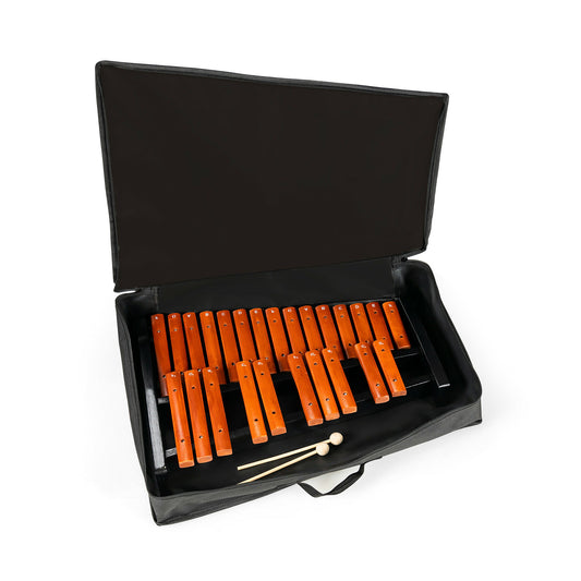 25 Notes Xylophone, Wooden Percussion Educational Instrument, Black