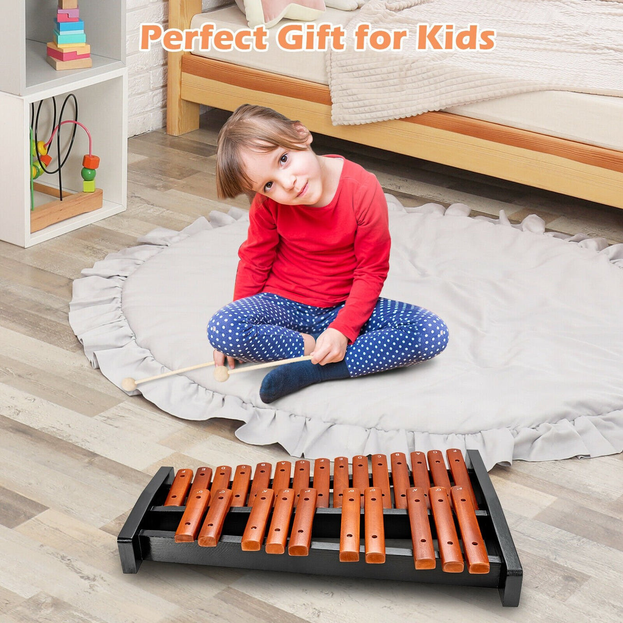 25 Notes Xylophone Wooden Percussion Educational Instrument with 2 Mallets - Gallery View 2 of 12