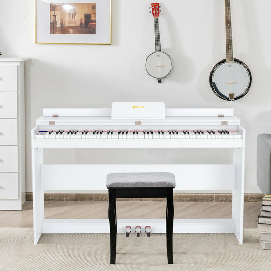 88 Key Full Size Electric Piano Keyboard with Stand 3 Pedals MIDI Function, White - Gallery Canada
