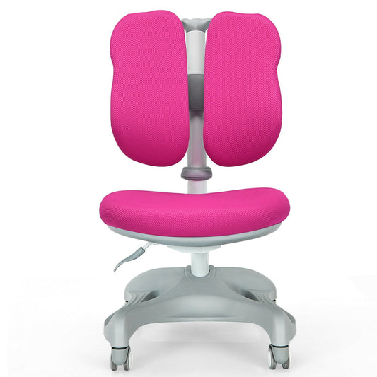 Adjustable Height Student Chair with Sit-Brake Casters and Lumbar Support for Home and School, Pink at Gallery Canada