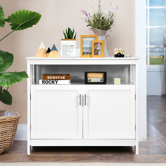 Kitchen Buffet Server Sideboard Storage Cabinet with 2 Doors and Shelf, White - Gallery Canada