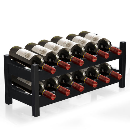 12 Bottle 2-Tier Bamboo Wine Rack, Brown Wine Racks at Gallery Canada